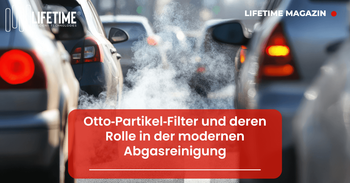 Autos stehen im Stau mit starkem Abgas-Rauch