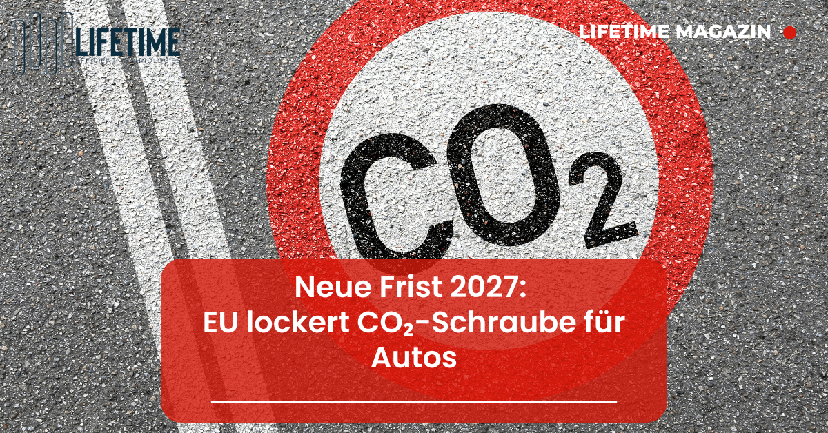 CO2 Warnsymbol auf Asphalt