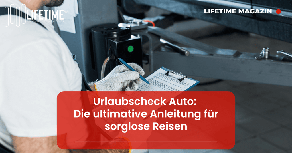 Mann prüft Auto mit einer Checkliste