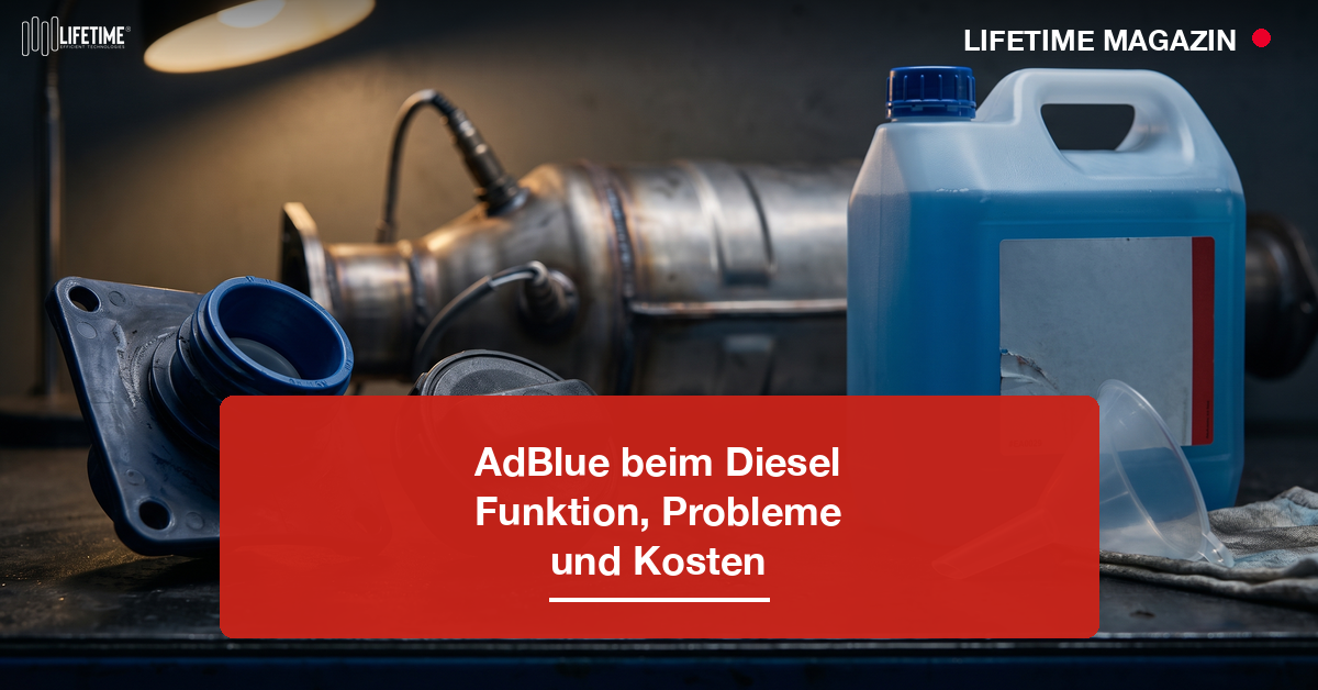 AdBlue-Einfüllstutzen und SCR-Komponente eines Diesel-Pkw im Werkstatt-Stillleben