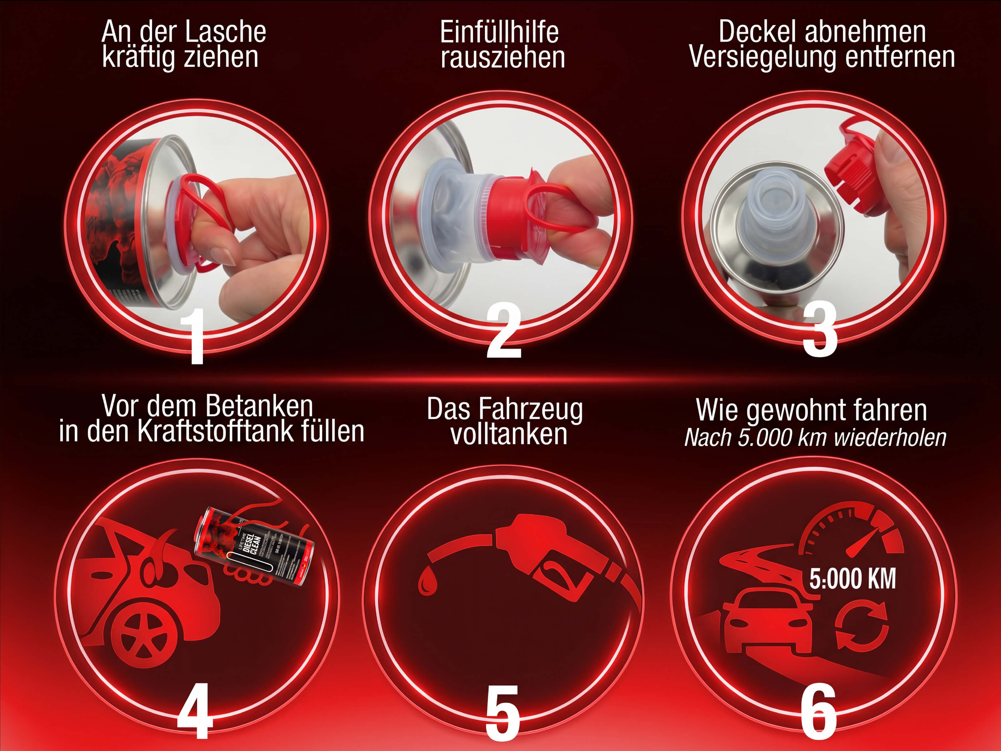 DIESEL CLEAN 1.000 ml Dose mit Einfüllhilfe - kompletten Inhalt vor dem tanken in den Kraftstofftank geben, volltanken und wie gewohnt fahren