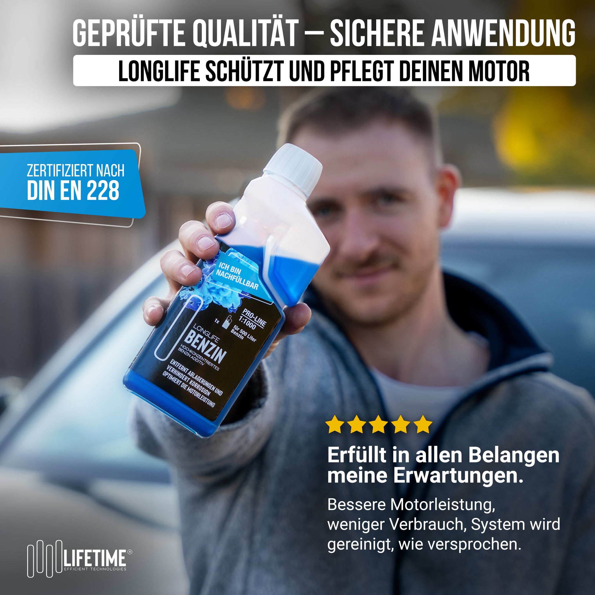 Longlife BENZIN Pro-Line - Premium-Pflege für den Benzinmotor, Kraftstoffadditiv, Refill-Kit 1 x 500ml + 1 x 1.000ml