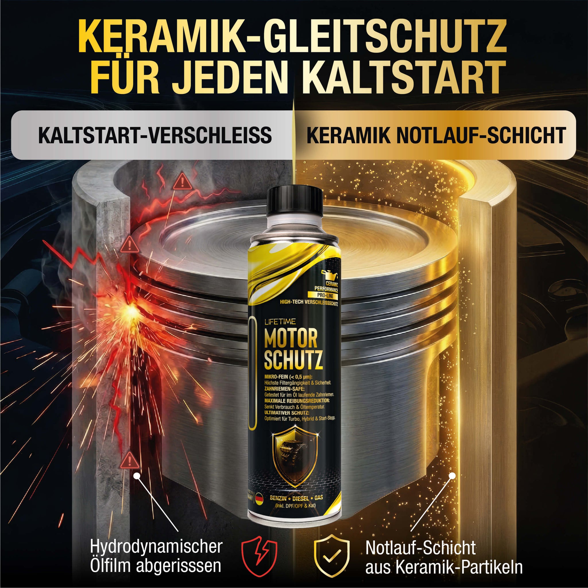 Lifetime Öl Reinigungs- & Schutz Paket PRO-LINE - Motorspülung + Motorschutz - gegen Ölschlammbildung, Frischöl-Schock, Kaltstart-Verschleiß, Verkokungen
