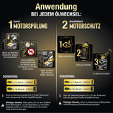 Lifetime Öl Reinigungs- & Schutz Paket PRO-LINE - Motorspülung + Motorschutz - gegen Ölschlammbildung, Frischöl-Schock, Kaltstart-Verschleiß, Verkokungen