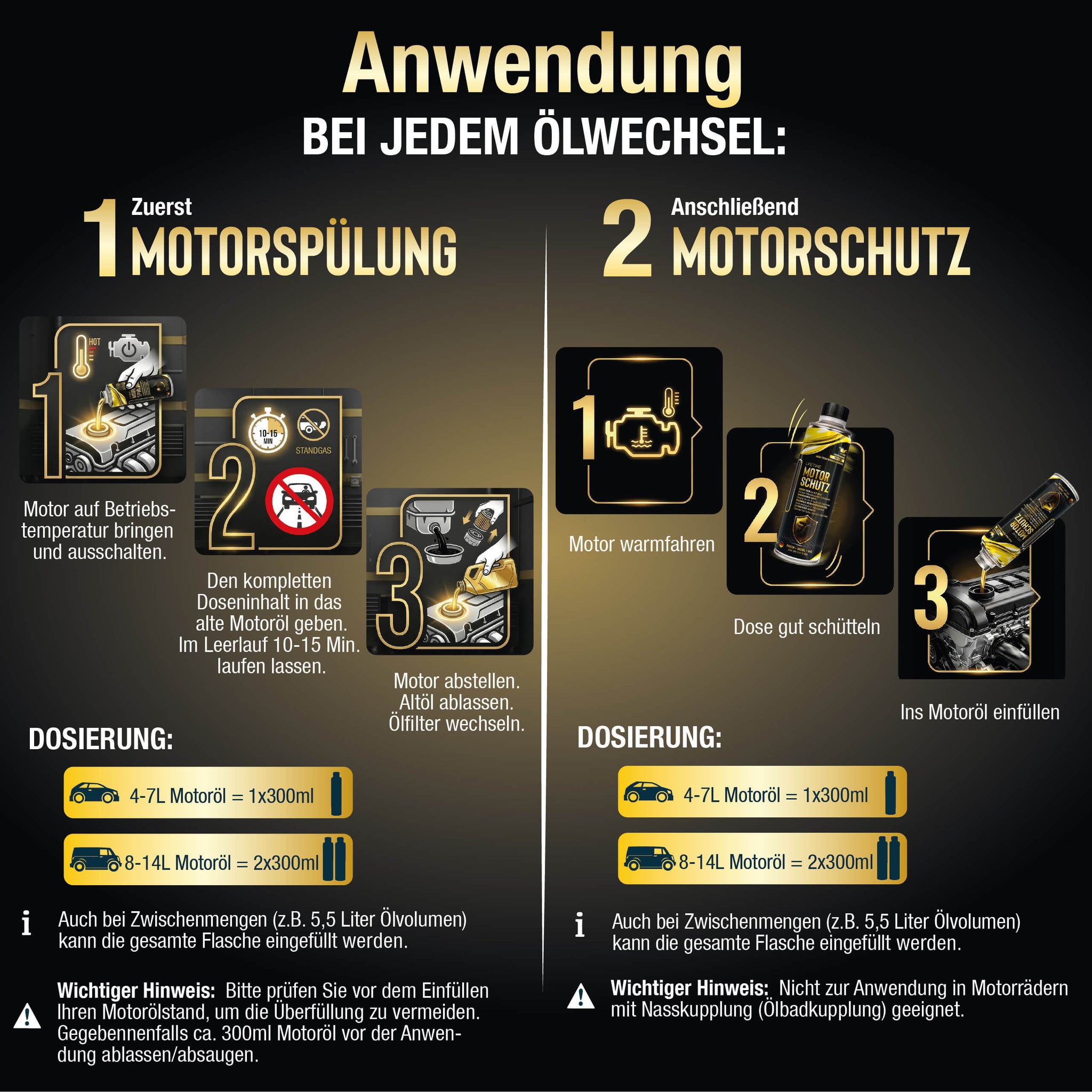 Lifetime Öl Reinigungs- & Schutz Paket PRO-LINE - Motorspülung + Motorschutz - gegen Ölschlammbildung, Frischöl-Schock, Kaltstart-Verschleiß, Verkokungen