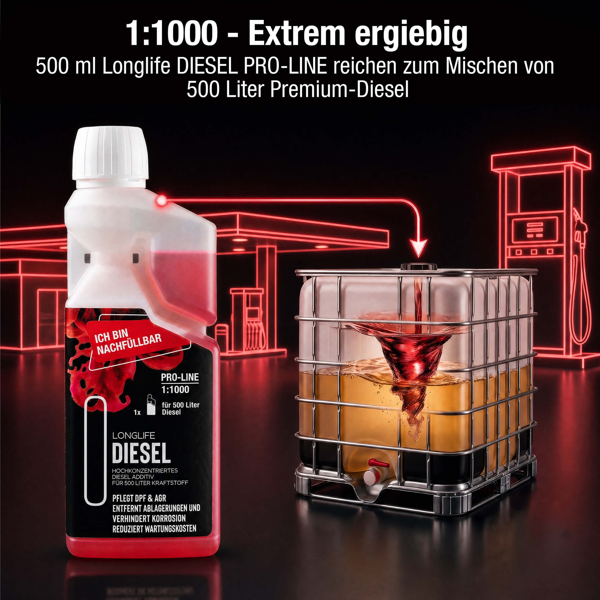 Diesel-Additiv-Konzentrat –500 ml für 500 Liter Premium-Diesel