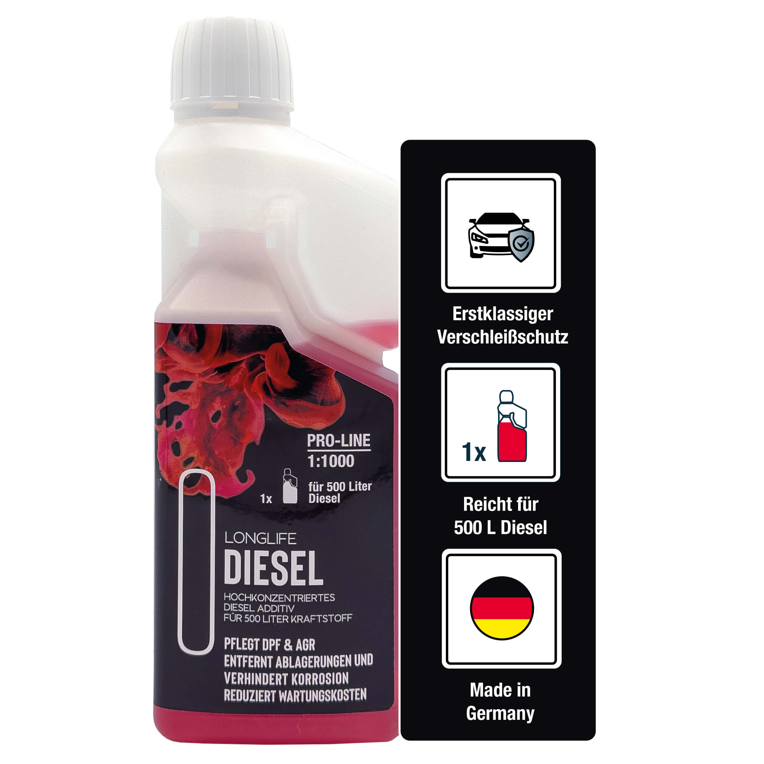 Longlife DIESEL Pro-Line | Diesel Additiv - reicht für 500 Liter Diesel | 500ml