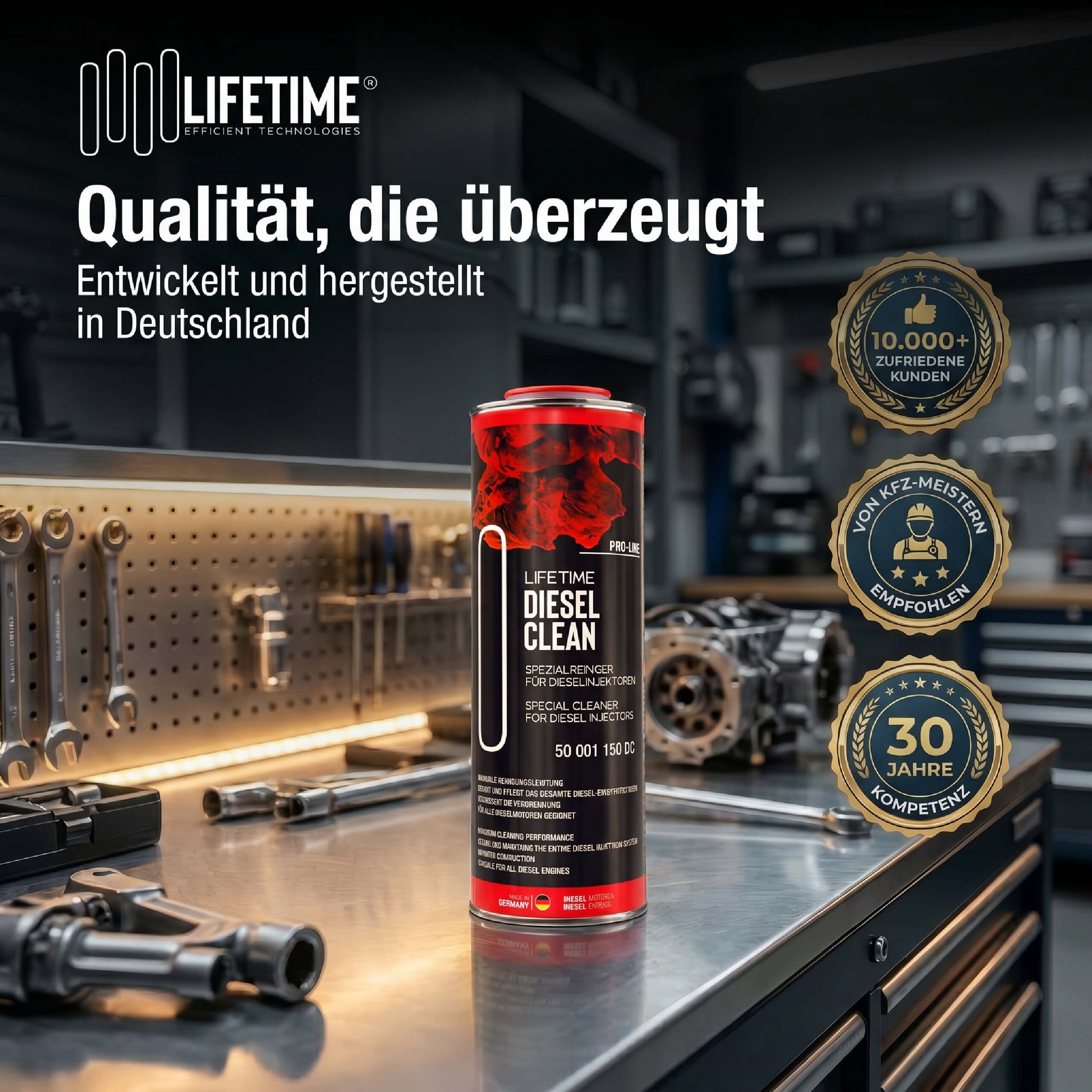 LIFETIME DIESEL CLEAN Pro-Line – Diesel-Reiniger mit Cetanzahl-Verbesserer, 1.000 ml