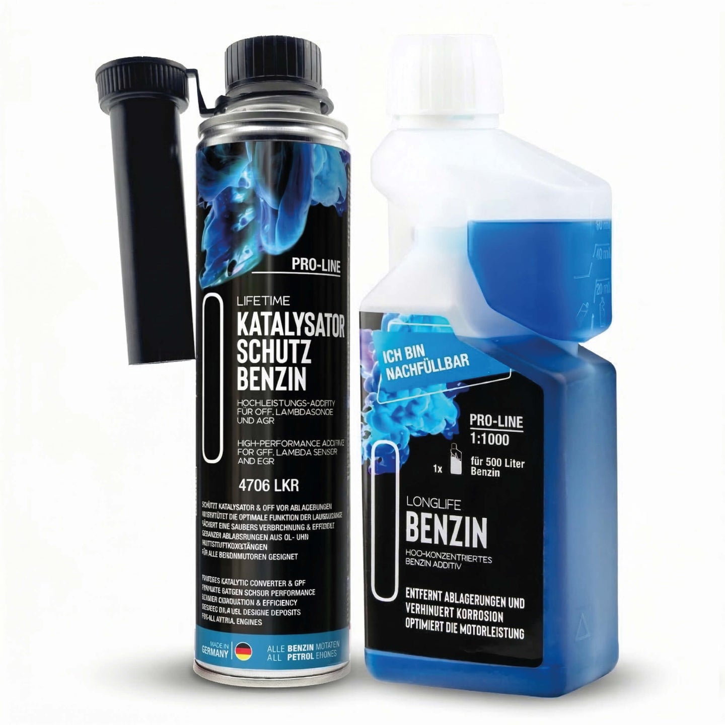 Lifetime Benzin Katalysator Reinigungs-Kur PRO-LINE - Katalysator Schutz 400ml + Longlife Benzin 500ml - OPF & Kat Schutz & Dauerpflege