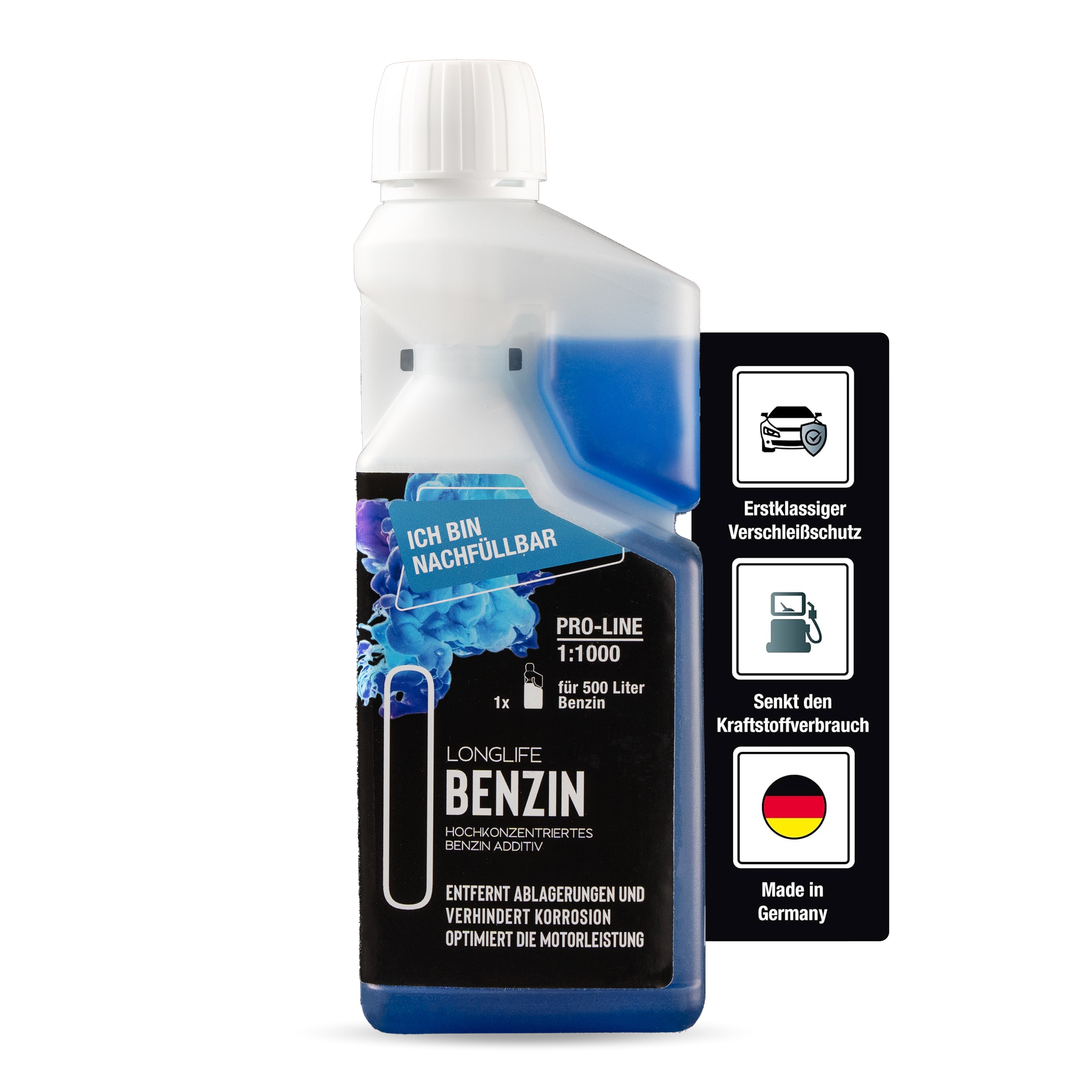 Longlife BENZIN Pro-Line | Benzin Additiv - reicht für 500 Liter Benzin | 500 ml