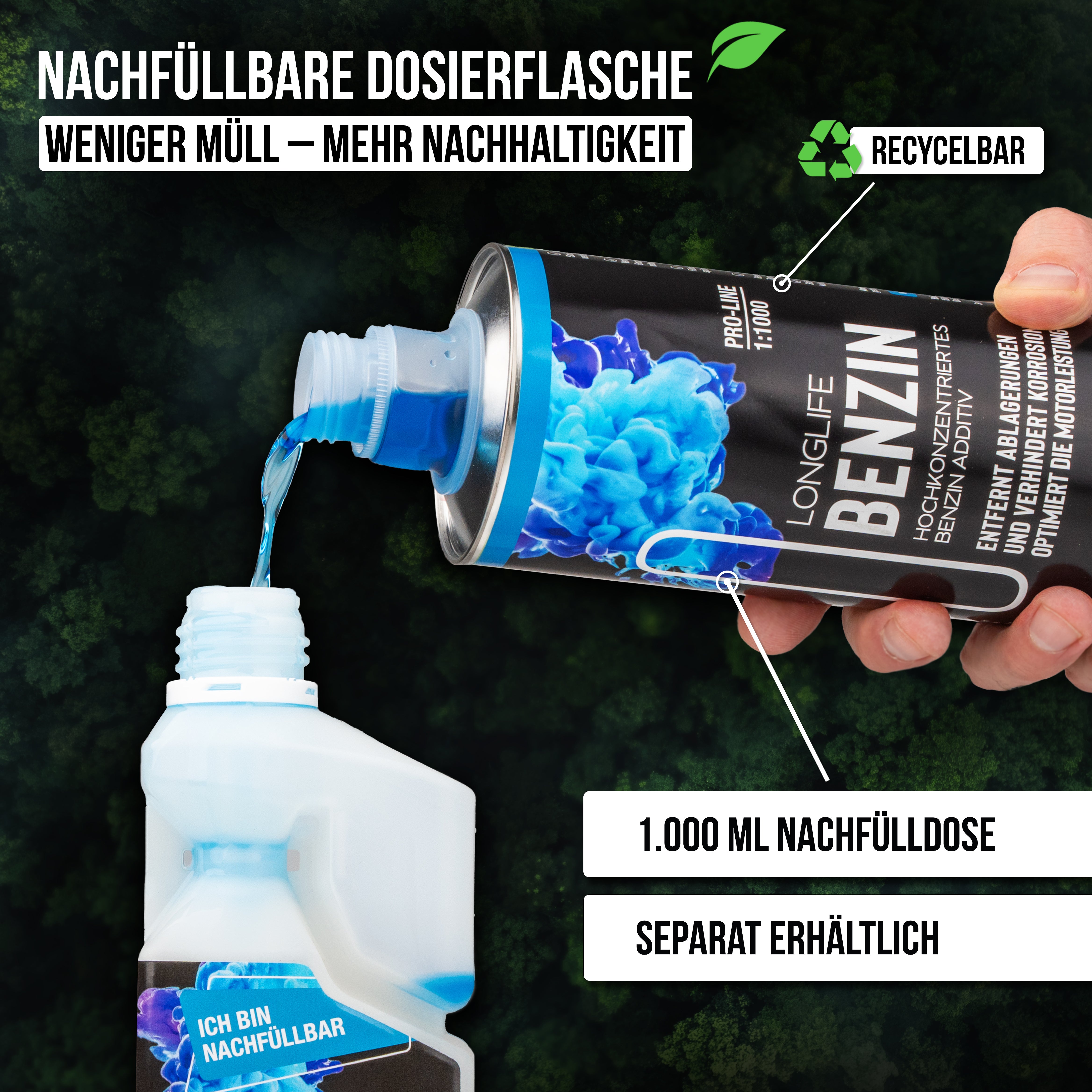 Longlife BENZIN Pro-Line | Benzin Additiv - reicht für 500 Liter Benzin | 500 ml