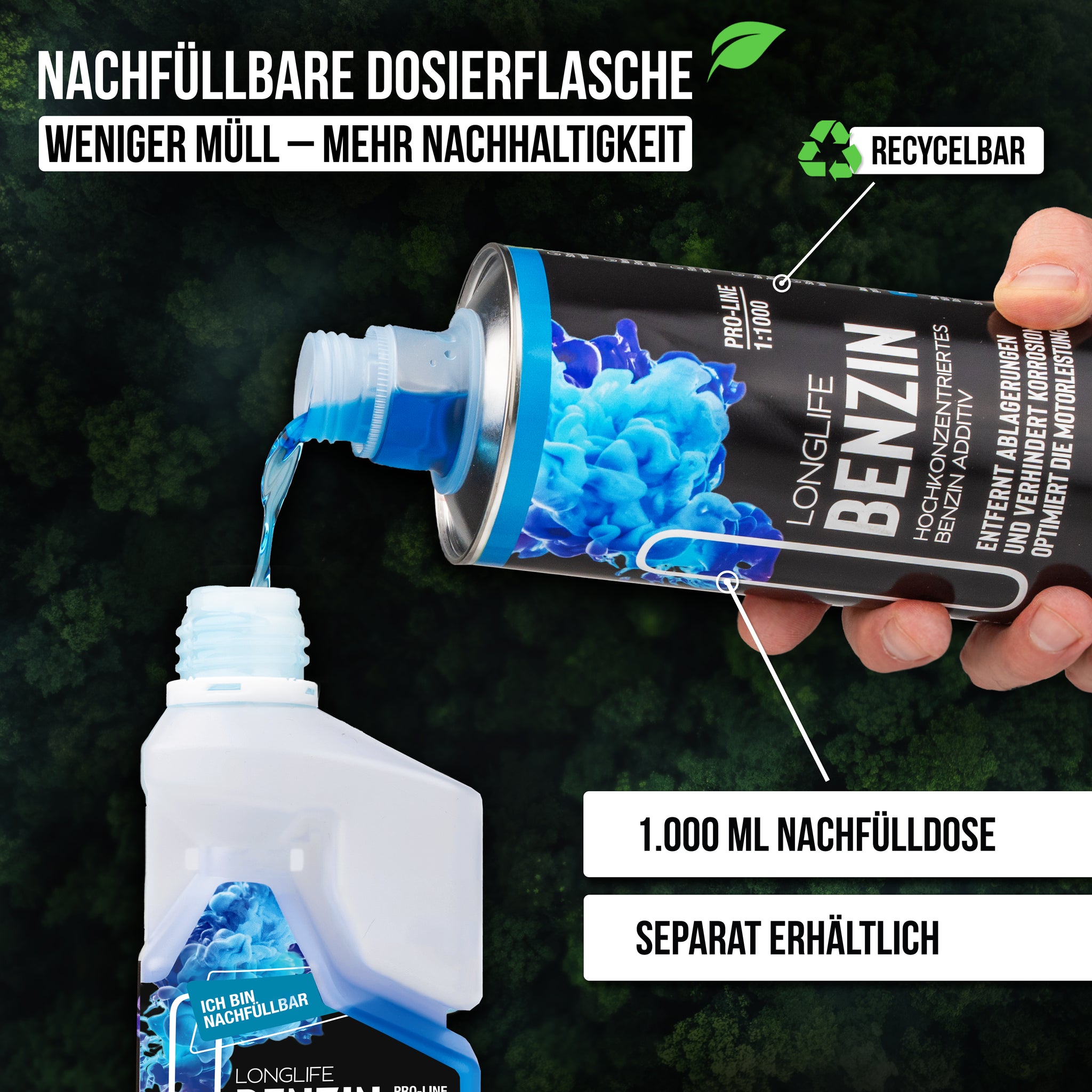 Longlife BENZIN Pro-Line - Premium-Pflege für den Benzin-Motor, Kraftstoffadditiv, nachfüllbare Dosierflasche 250ml