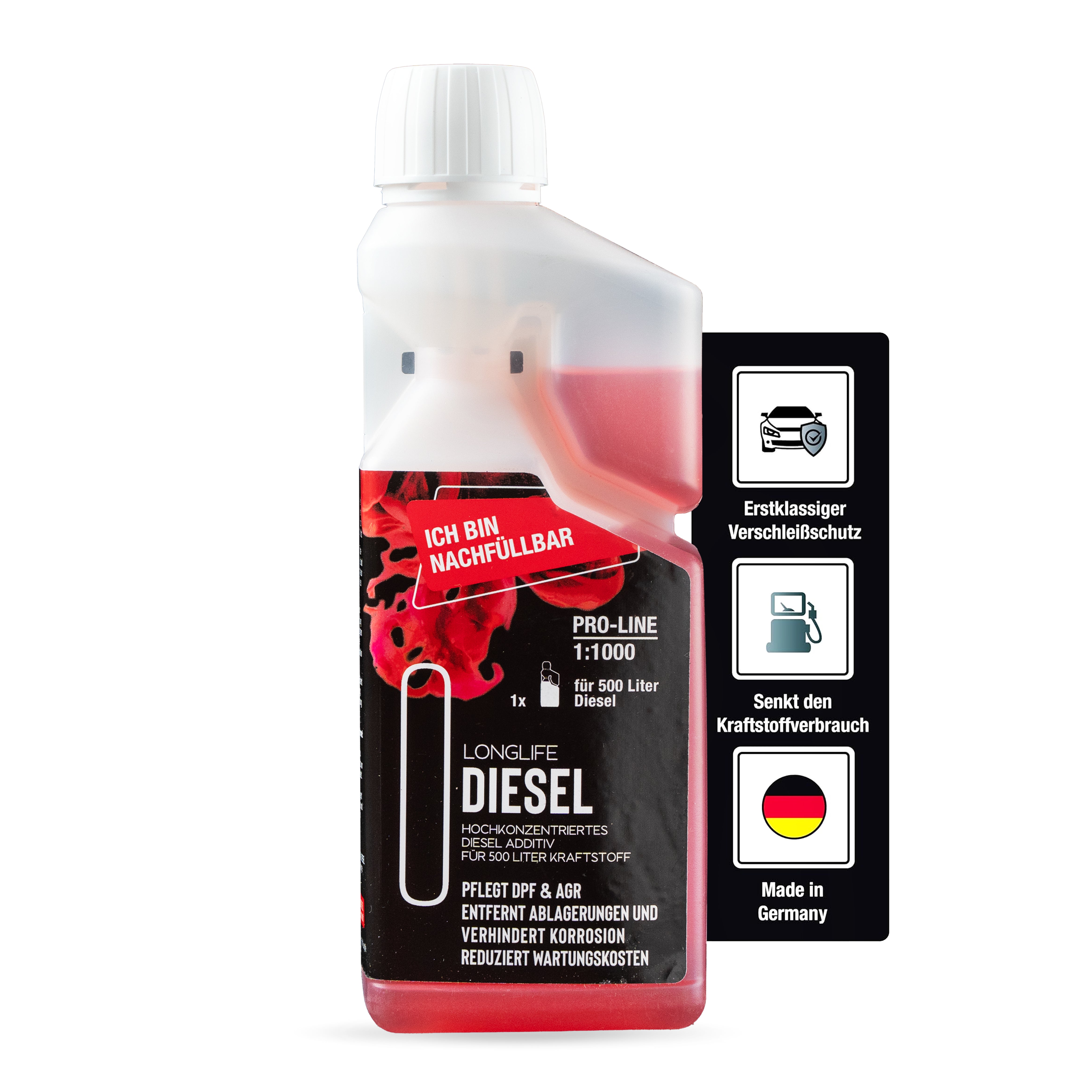 Longlife DIESEL Pro-Line | Diesel Additiv - reicht für 500 Liter Diesel | 500ml