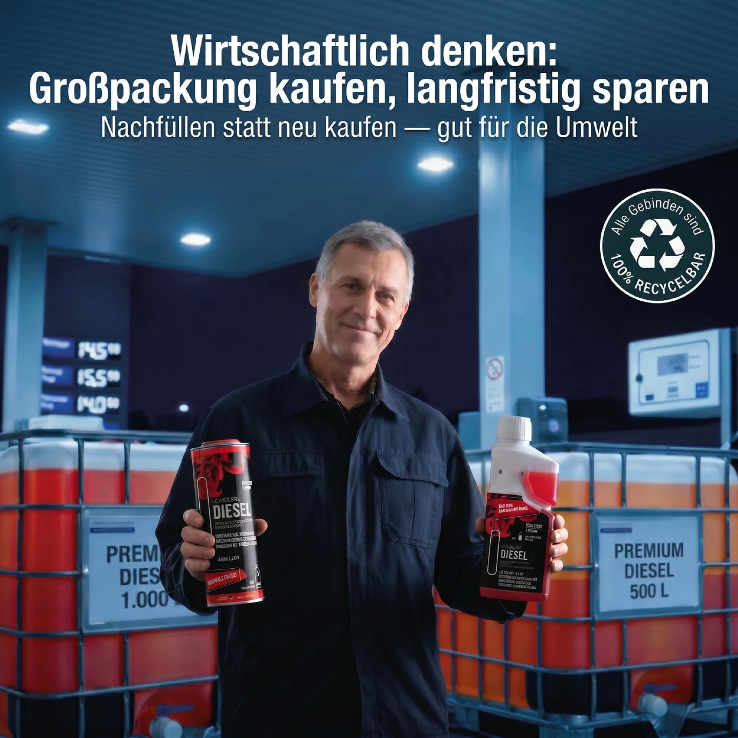 Werkstattmeister-Persona-Spiegel – Diesel-Additiv-Refill-Set wirtschaftlich denken