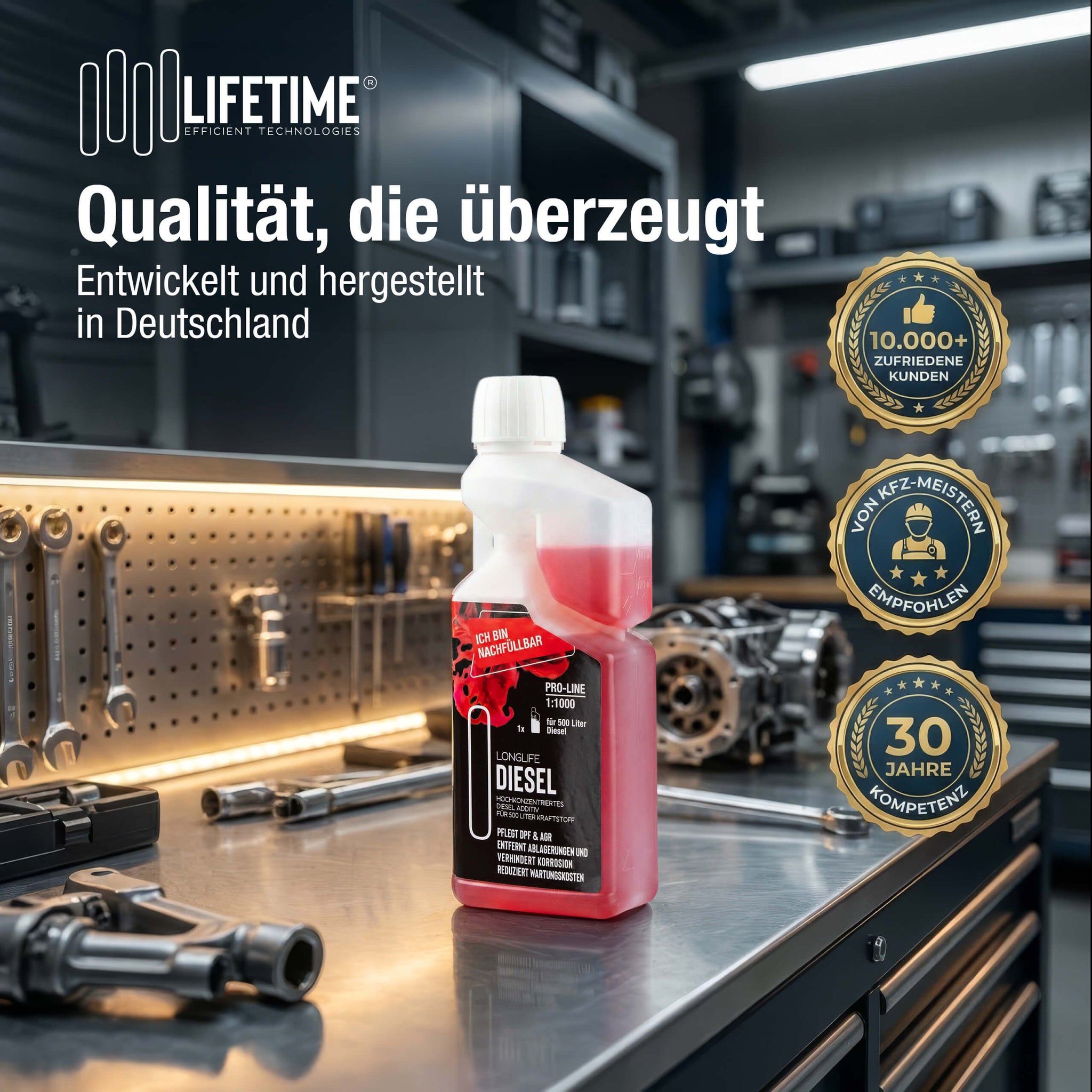 Werkstatt-Setting – LIFETIME Diesel-Additiv Pro-Line Qualitäts-Anker