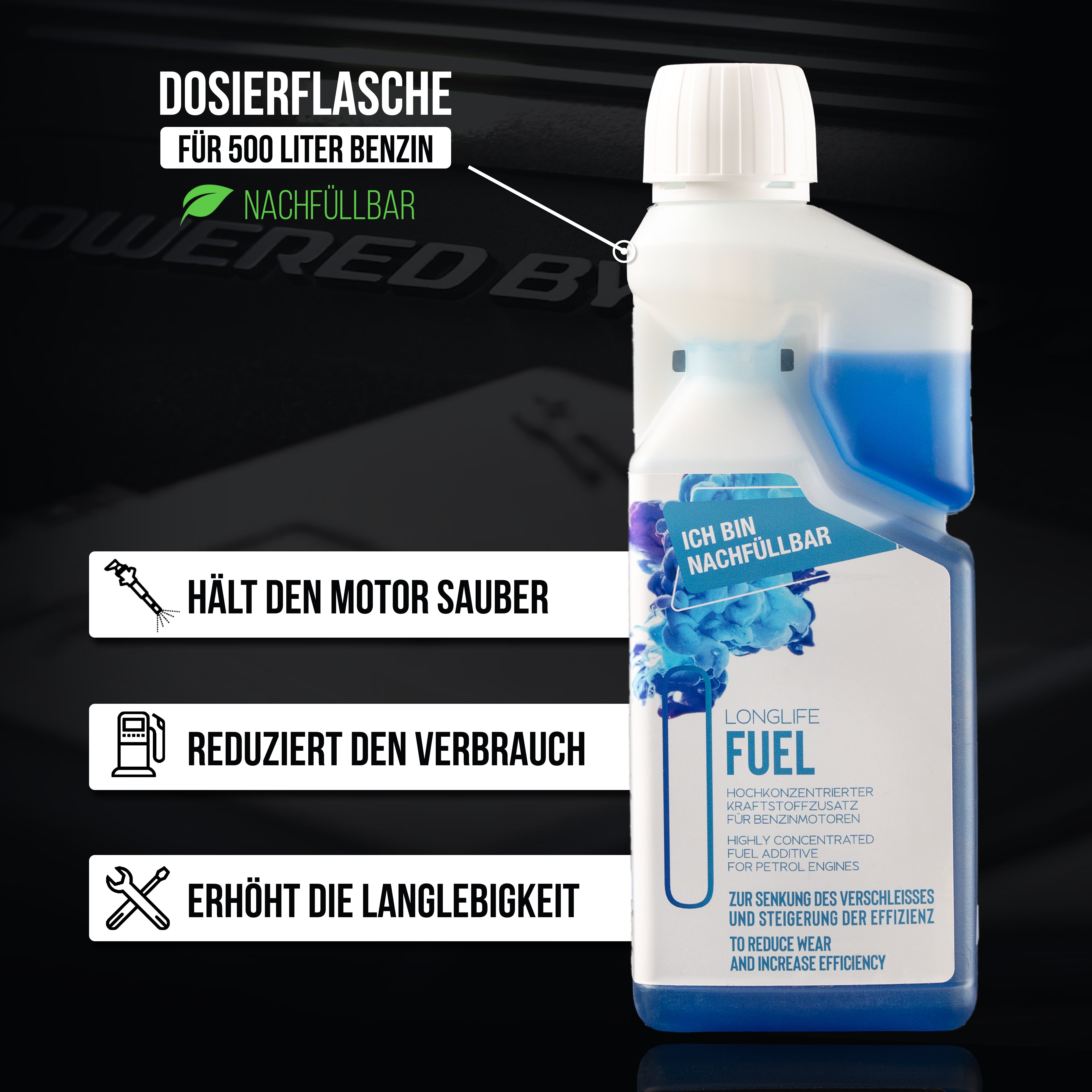 Longlife FUEL | Motor Systempflege | Benzin Additiv | 500ml