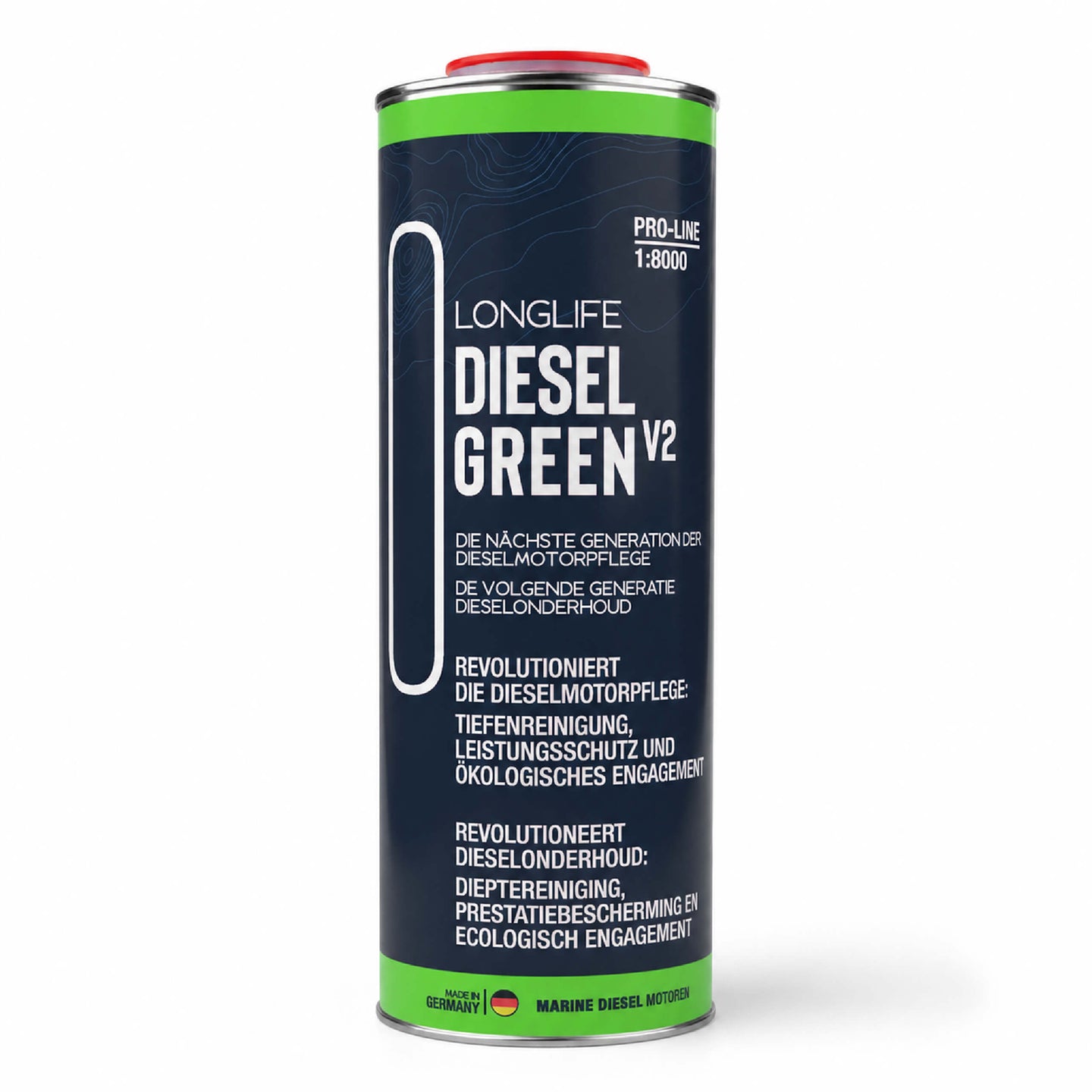 LIFETIME Longlife DIESEL Green V2 Diesel-Additiv 1-Liter-Dose für die Binnenschifffahrt, Frontansicht