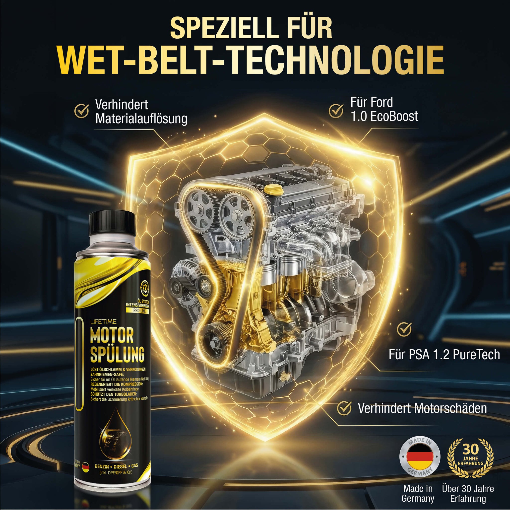 Lifetime MOTORSPÜLUNG Pro-Line - Intensivreinigung für Benzin- und Dieselmotoren, 300ml