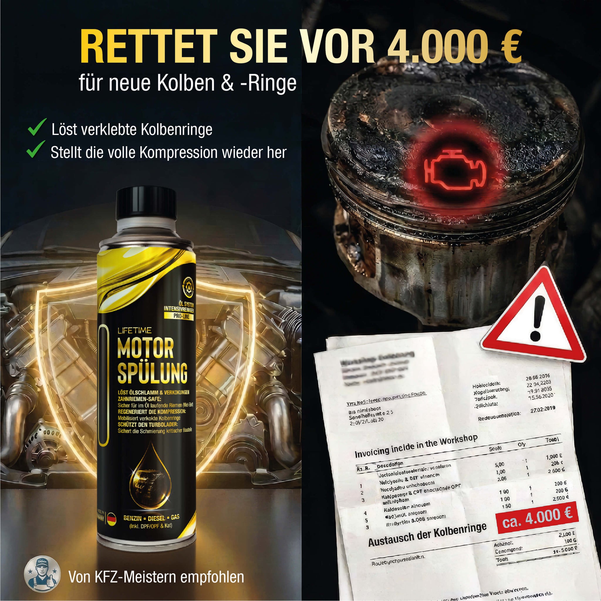 Lifetime MOTORSPÜLUNG Pro-Line - Intensivreinigung für Benzin- und Dieselmotoren, 300ml