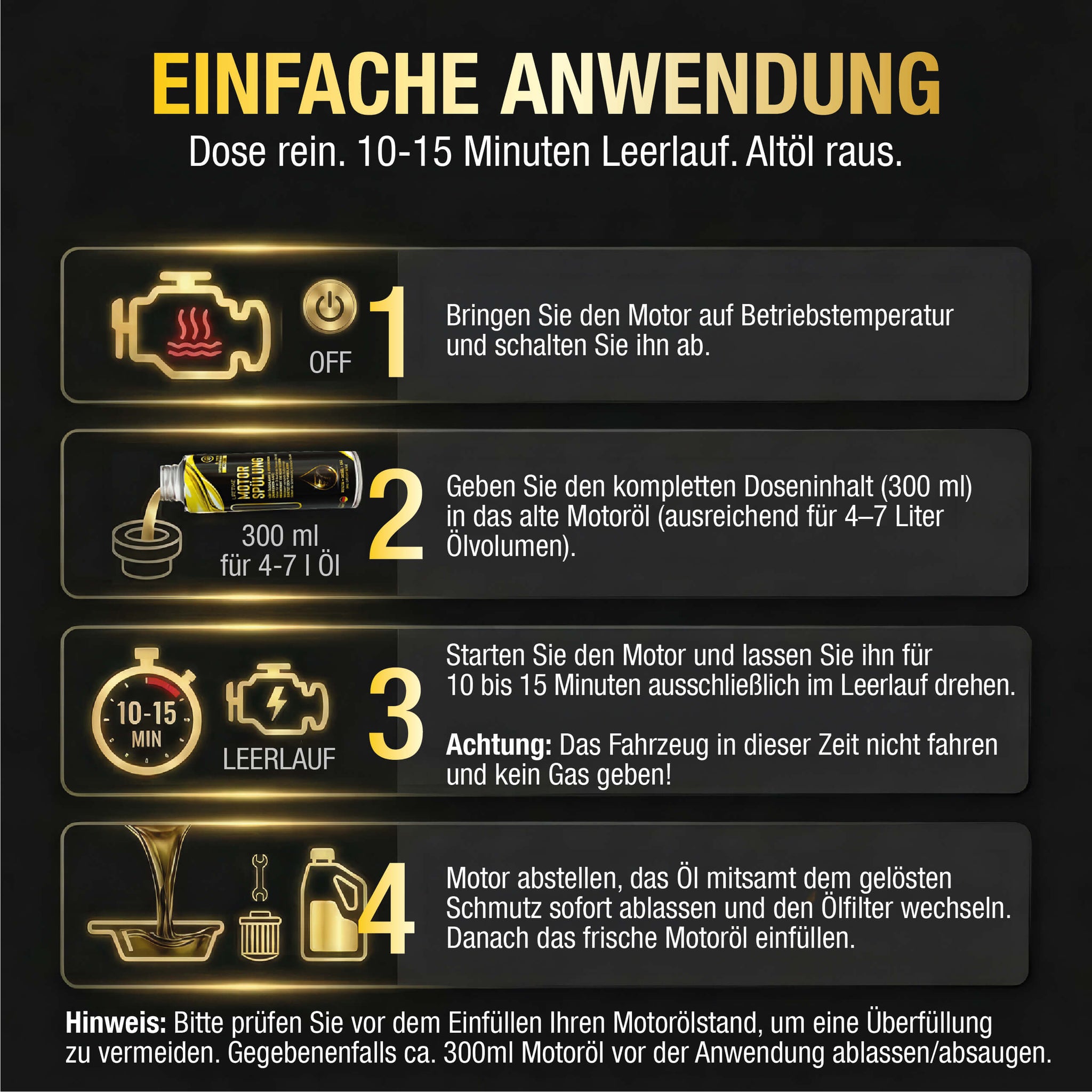 Lifetime MOTORSPÜLUNG Pro-Line - Intensivreinigung für Benzin- und Dieselmotoren, 300ml