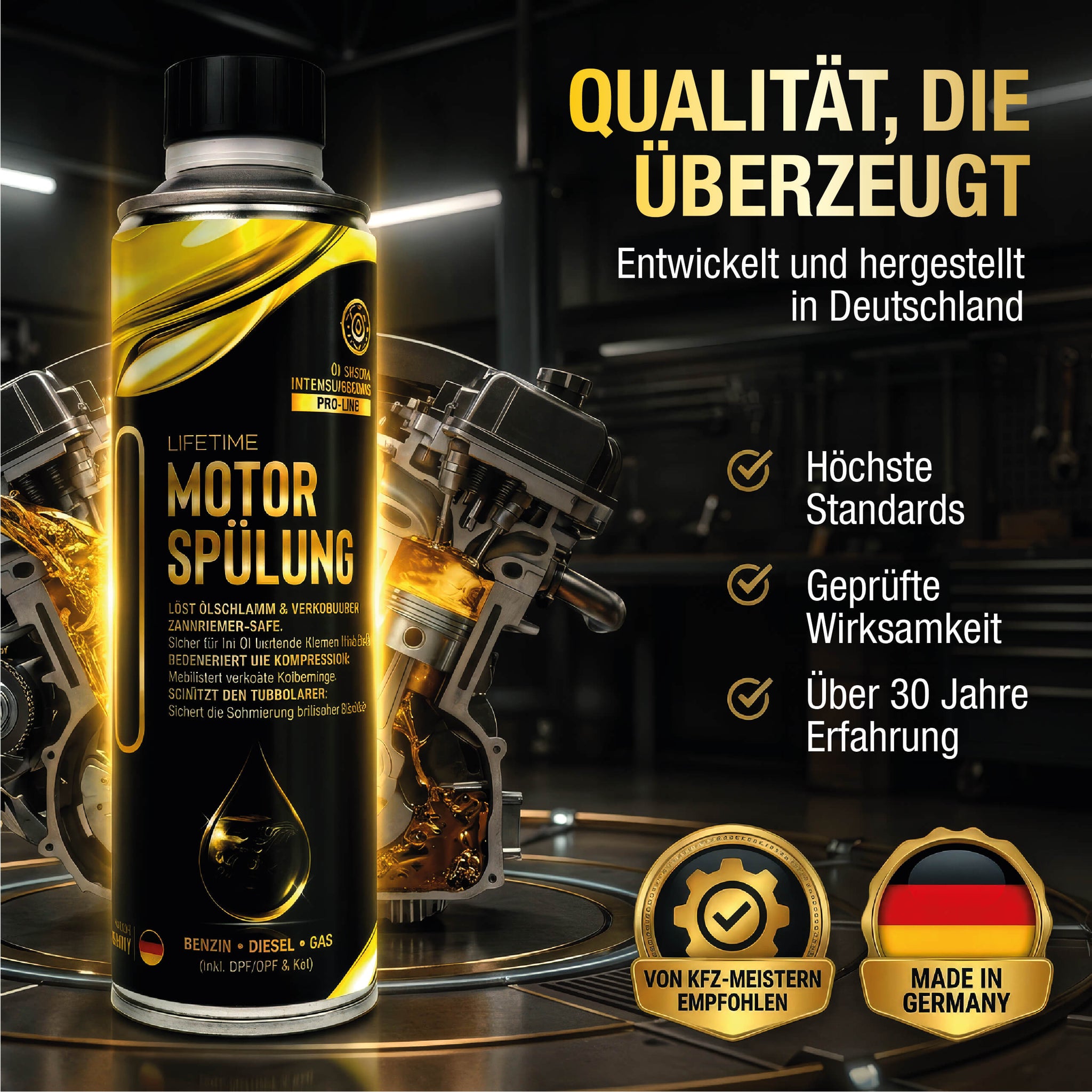 Lifetime MOTORSPÜLUNG Pro-Line - Intensivreinigung für Benzin- und Dieselmotoren, 300ml