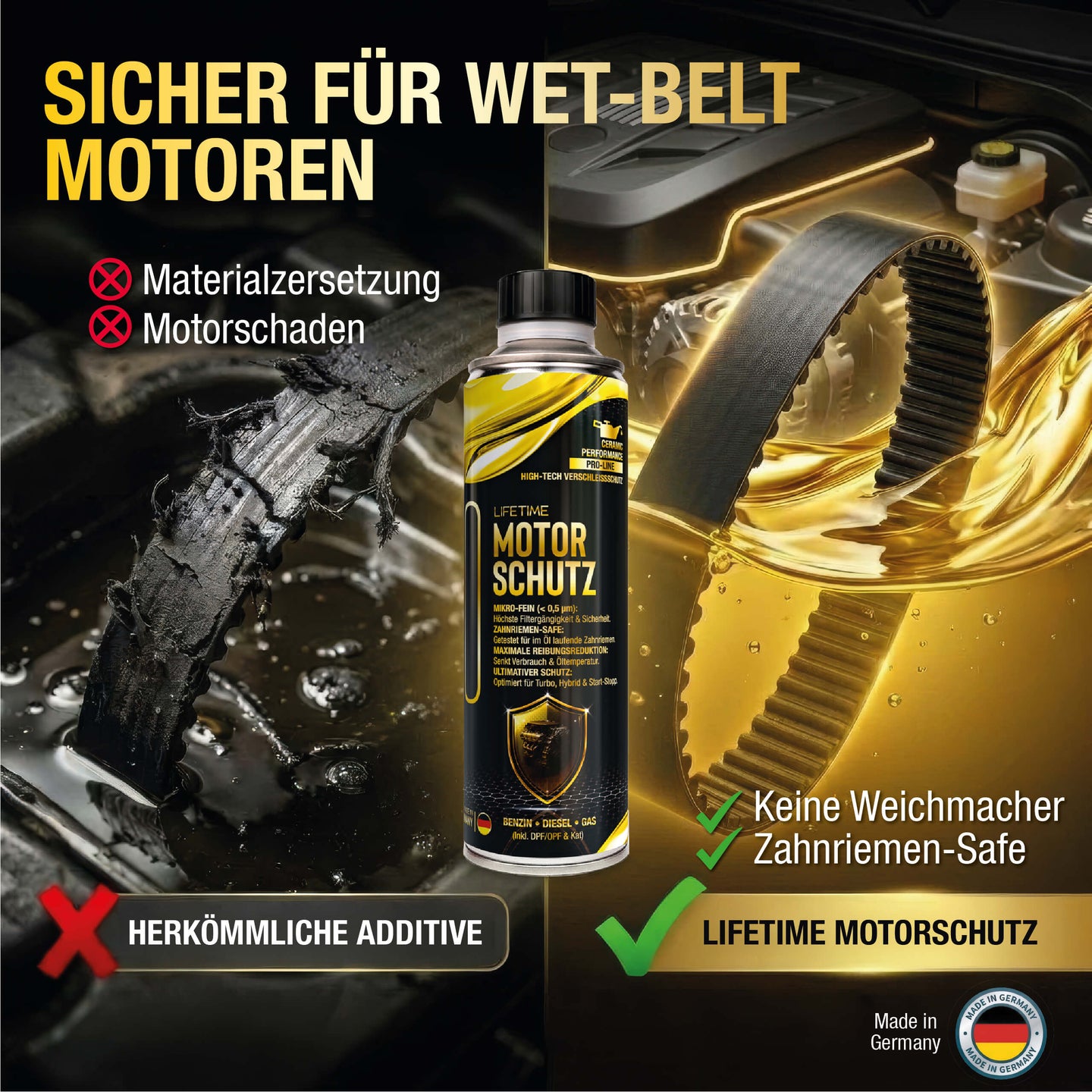 Lifetime MOTORSCHUTZ - Motoröl-Additiv für Benzin- und Dieselmotoren, 300ml für bis zu 7L Motoröl