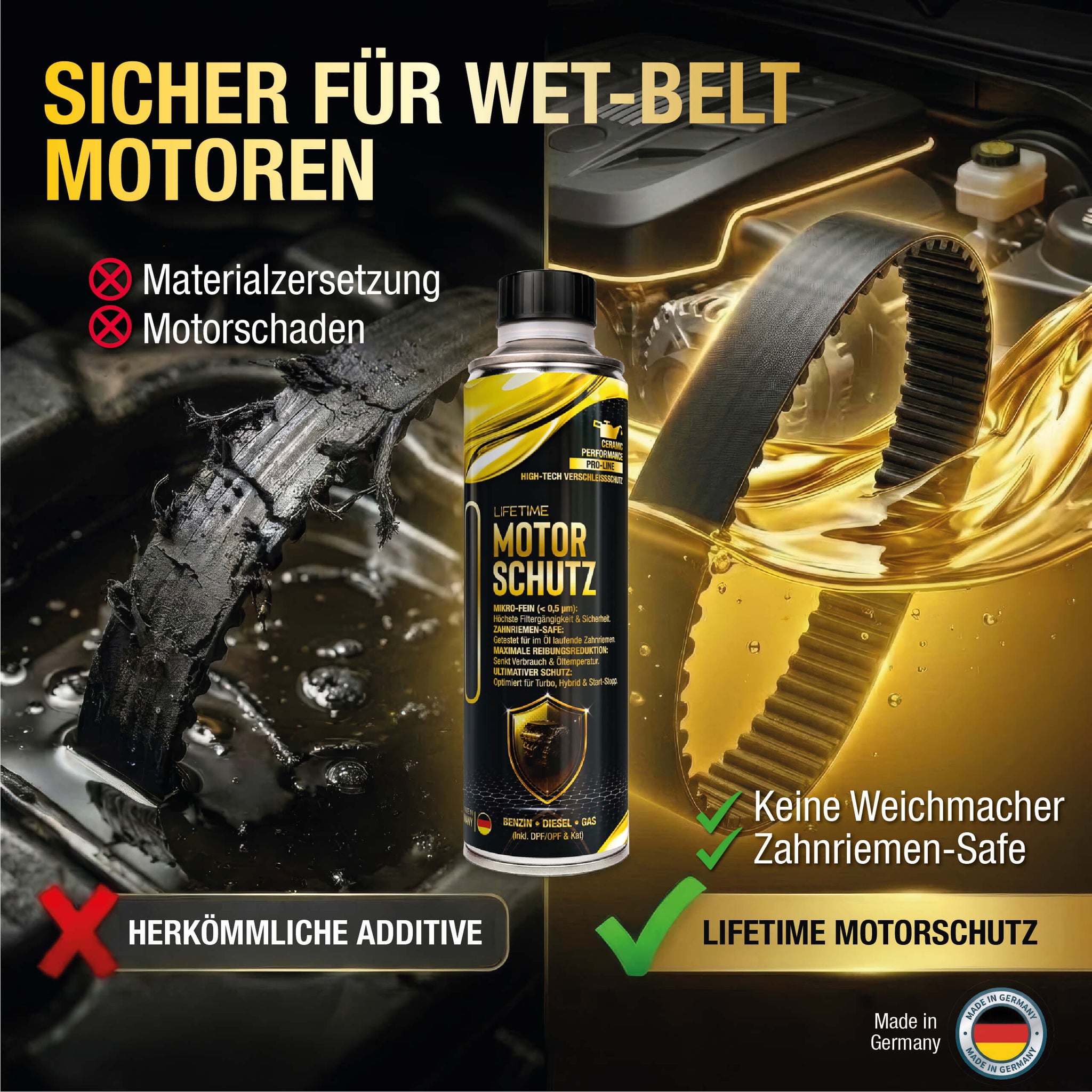 Lifetime MOTORSCHUTZ - Motoröl-Additiv für Benzin- und Dieselmotoren, 300ml für bis zu 7L Motoröl