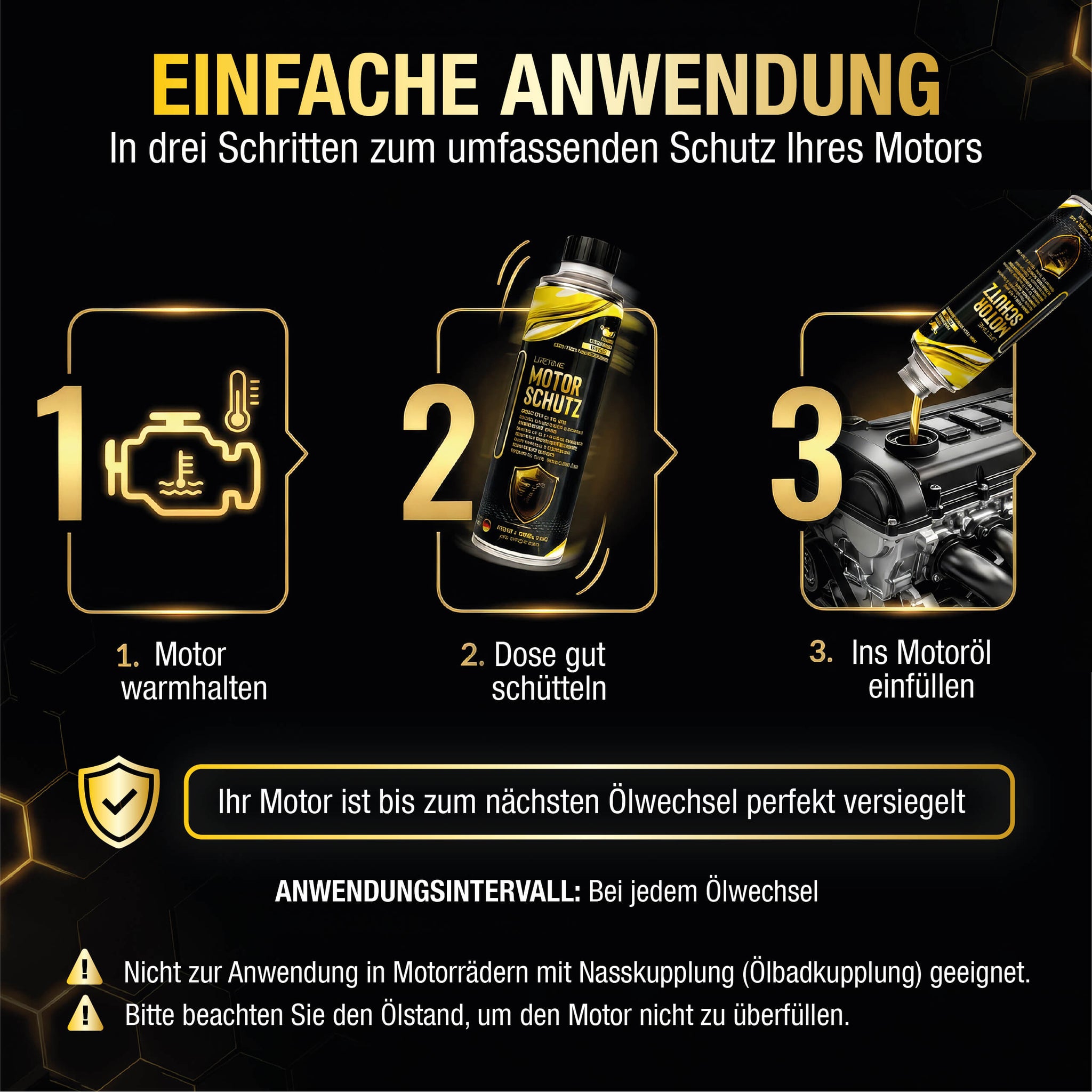 Lifetime MOTORSCHUTZ - Motoröl-Additiv für Benzin- und Dieselmotoren, 300ml für bis zu 7L Motoröl