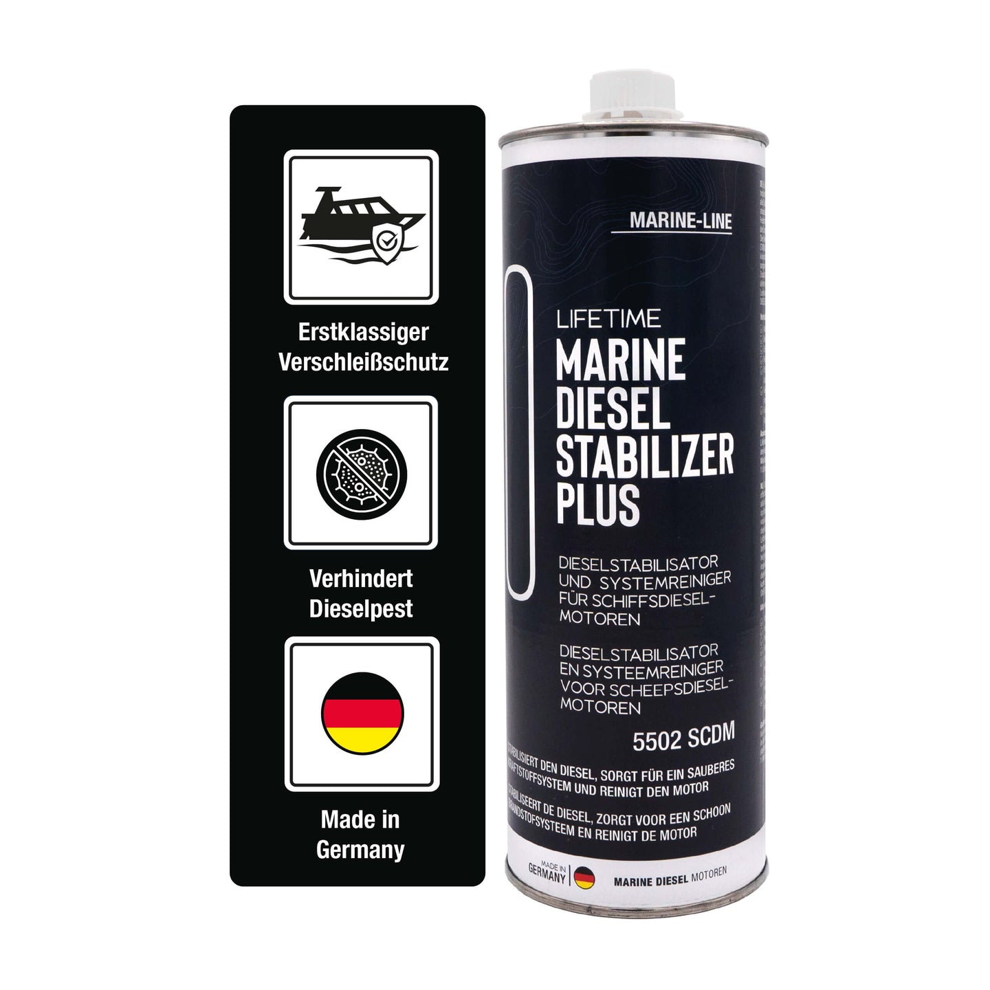 Lifetime MARINE DIESEL STABILIZER Plus - Dieselstabilisator & Systemreiniger für Schiffsdieselmotoren, 1.000ml