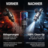 Verkokter vs. sauberer Injektor-Sprühkegel nach Benzin Systemreiniger